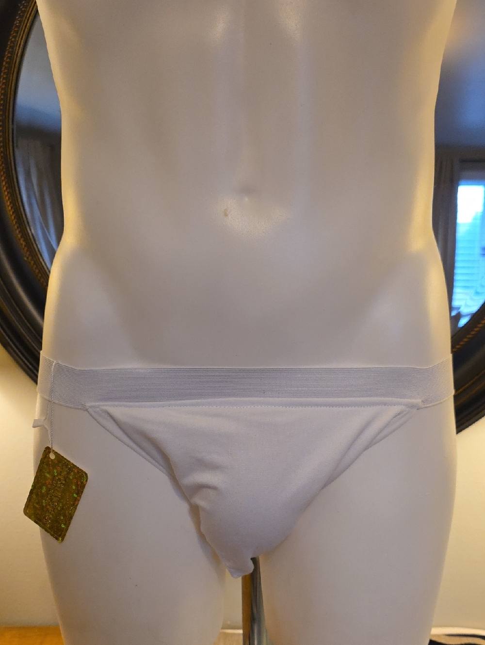 Men's White COTTON JOCK STRAP  with LAPRGE Supportive Front Pouch